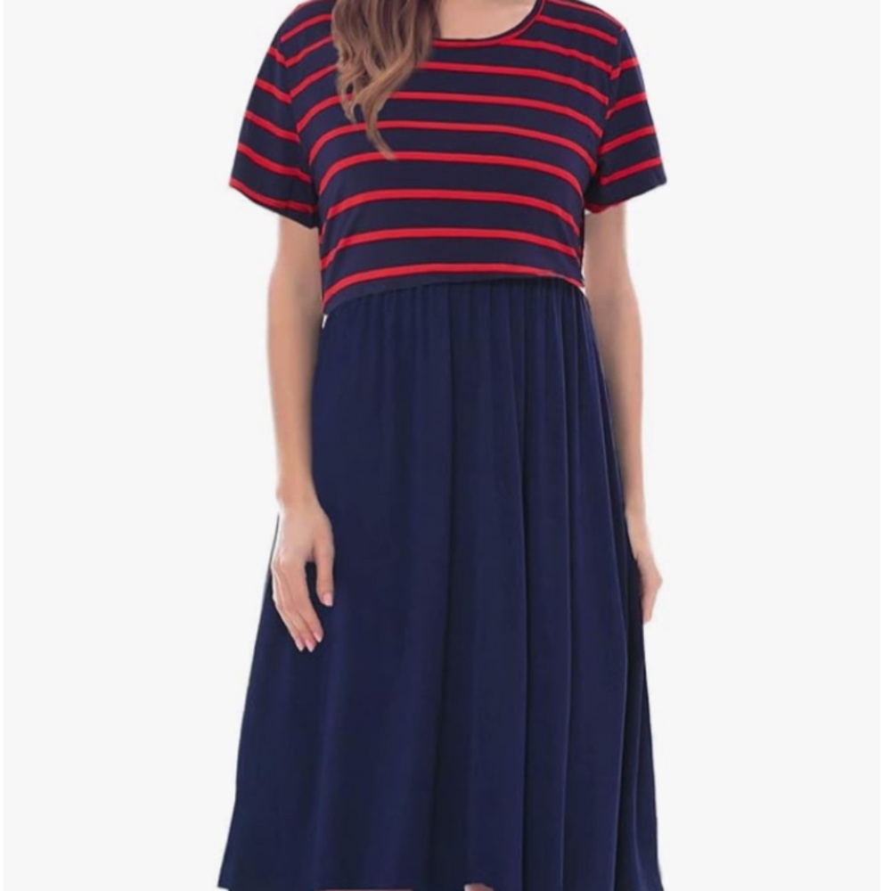 Smallshow Women's Short Sleeve Nursing Dresse for Breastfeeding Size Medium